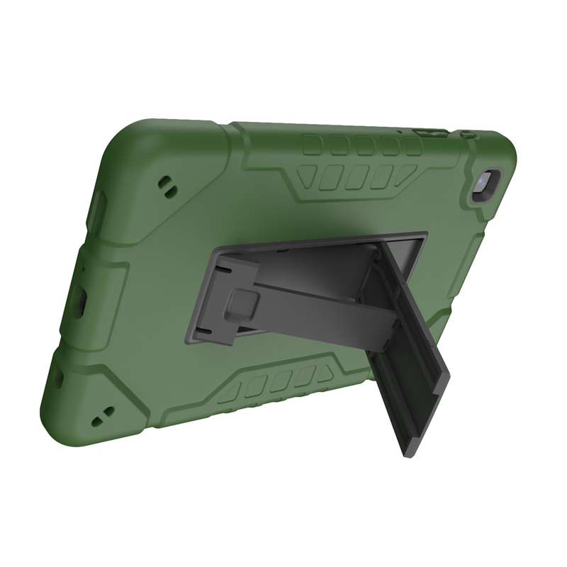 For Samsung Galaxy Tab A7 Lite Armor Holder Silicone Hybrid PC Tablet Case(Army Green Black)