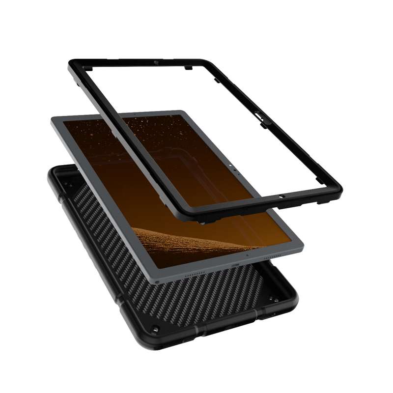 For Samsung Galaxy Tab A8 Armor Holder Silicone Hybrid PC Tablet Case(Black)