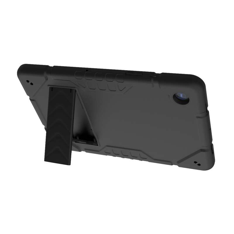 For Samsung Galaxy Tab A8 Armor Holder Silicone Hybrid PC Tablet Case(Black)
