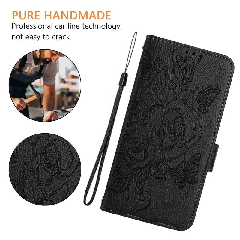 For Google Pixel 7 Pro Embossed Rose RFID Anti-theft Leather Phone Case(Black)
