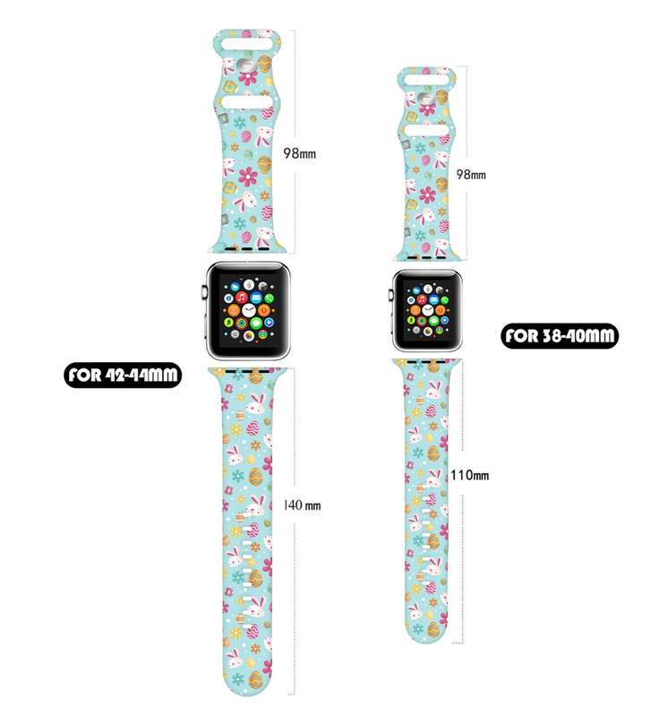 For Apple Watch SE 2023 40mm Butterfly Buckle Easter Printed Silicone Watch Band(Easter Egg Gre