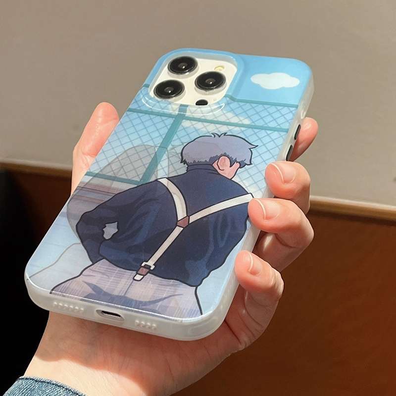 For iPhone 14 Pro Cartoon 3D Changing Painting Phone Case(Blue)