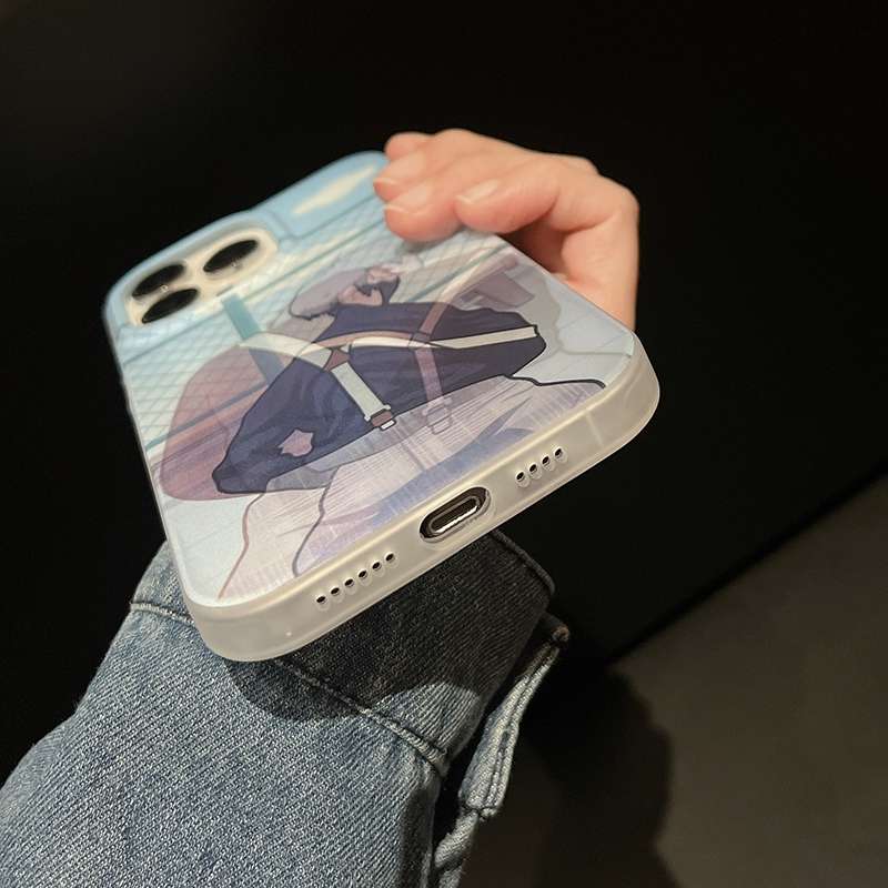For iPhone 14 Pro Cartoon 3D Changing Painting Phone Case(Blue)