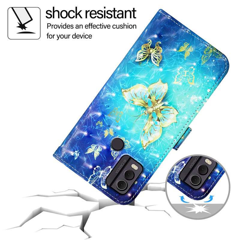 For Nokia C22 3D Painting Horizontal Flip Leather Phone Case(Golden Butterfly)