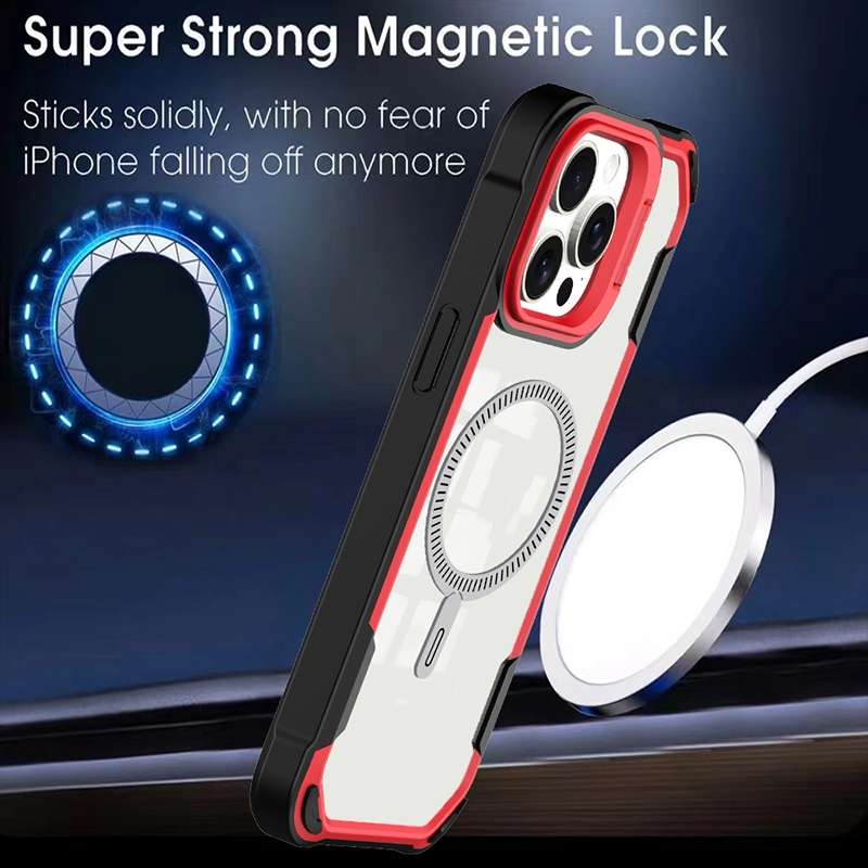 For iPhone 13 Pro Max Transparent Acrylic MagSafe Lens Holder Phone Case(Red)