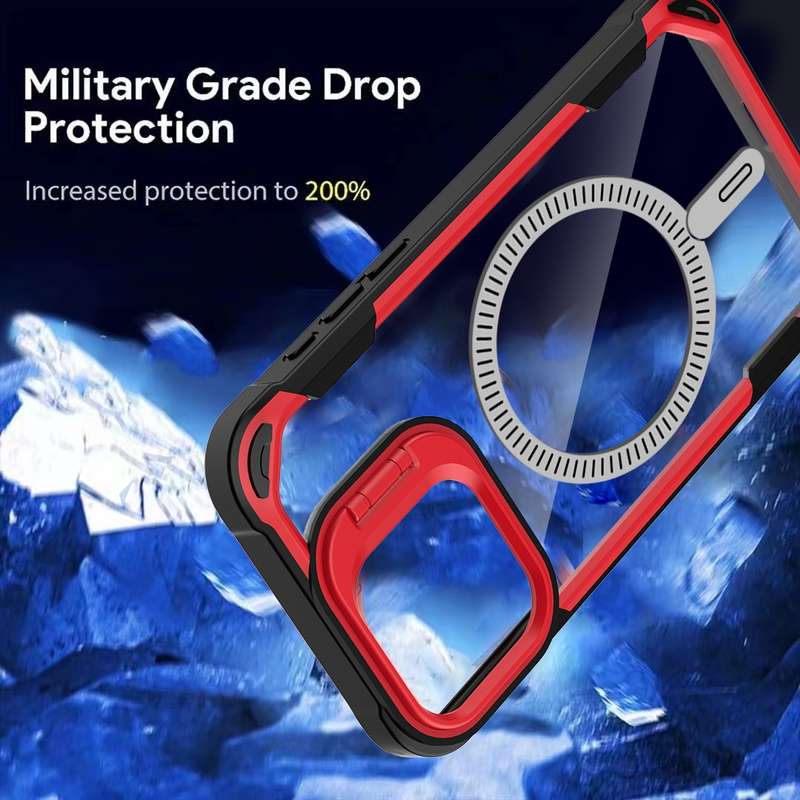For iPhone 13 Pro Transparent Acrylic MagSafe Lens Holder Phone Case(Blue)