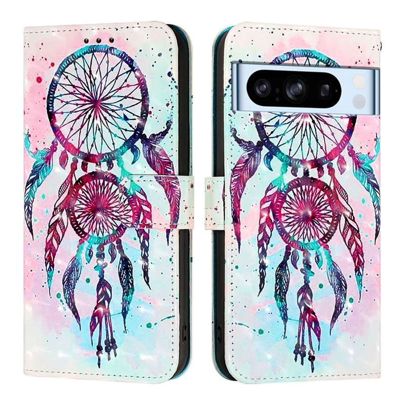 For Google Pixel 8 Pro 3D Painting Horizontal Flip Leather Phone Case(Color Drop Wind Chimes)