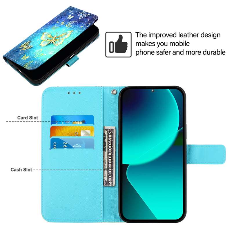 For Google Pixel 7 3D Painting Horizontal Flip Leather Phone Case(Golden Butterfly)