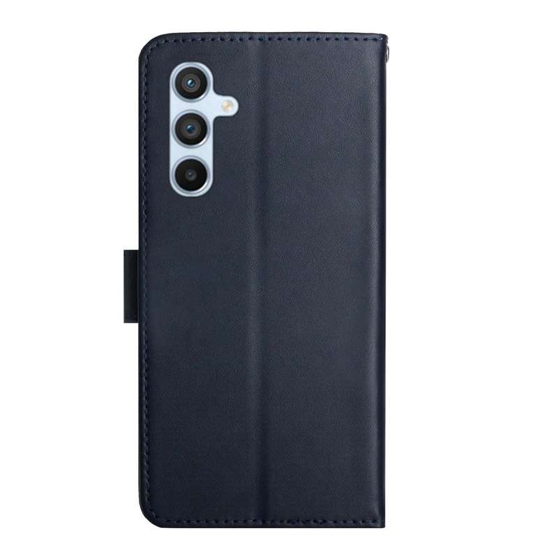 For Samsung Galaxy M35 5G HT02 Genuine Leather Fingerprint-proof Flip Phone Case(Blue)