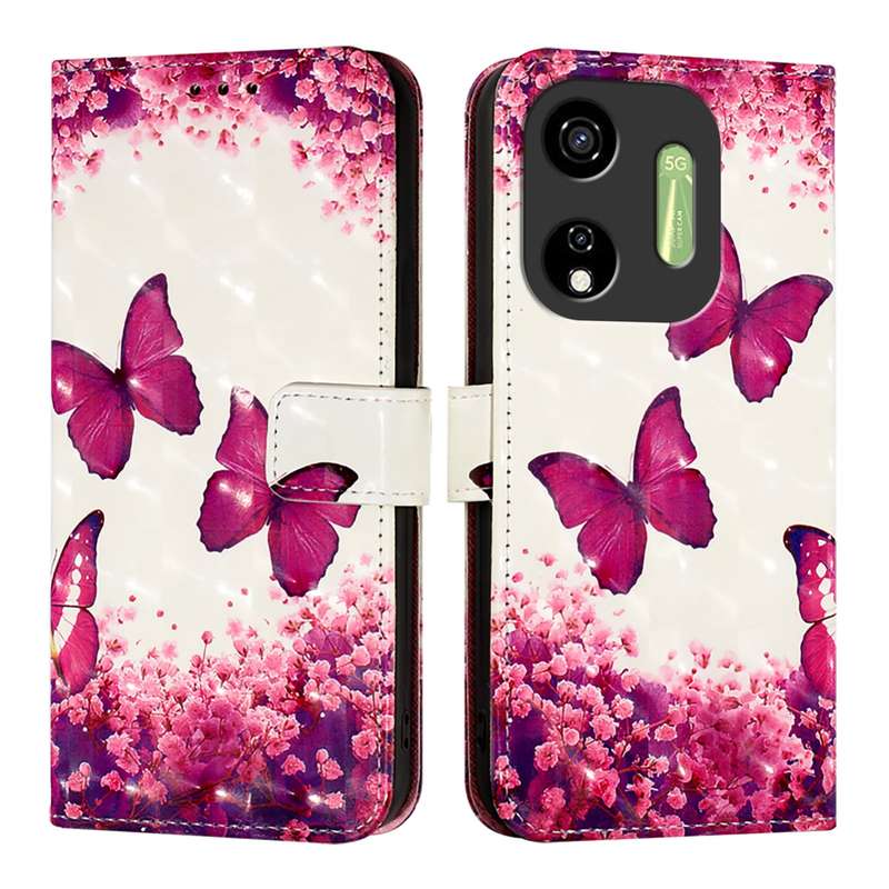 For Itel P55 5G 3D Painting Horizontal Flip Leather Phone Case(Rose Butterfly)