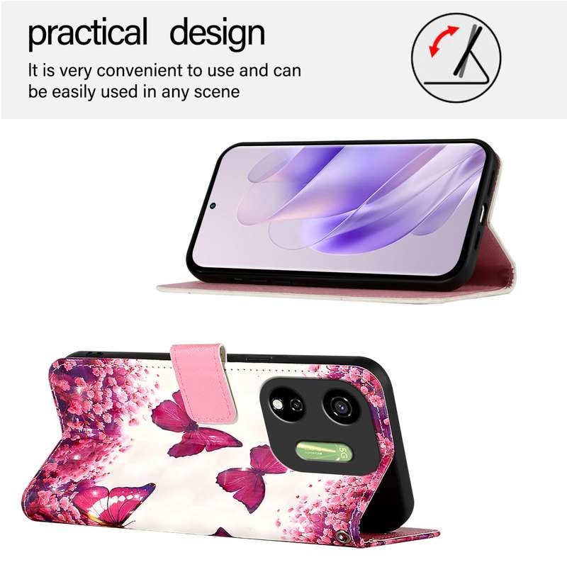 For Itel P55 5G 3D Painting Horizontal Flip Leather Phone Case(Rose Butterfly)