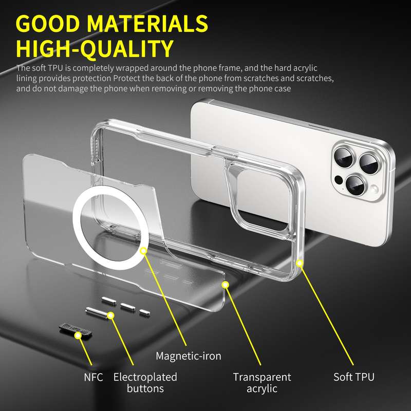 For iPhone 13 Pro Max MagSafe Acrylic + TPU Transparent Phone Case