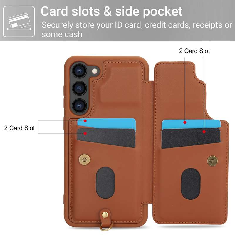 For Samsung Galaxy S22+ 5G Crossbody Flower Pattern Leather Phone Case(Brown)