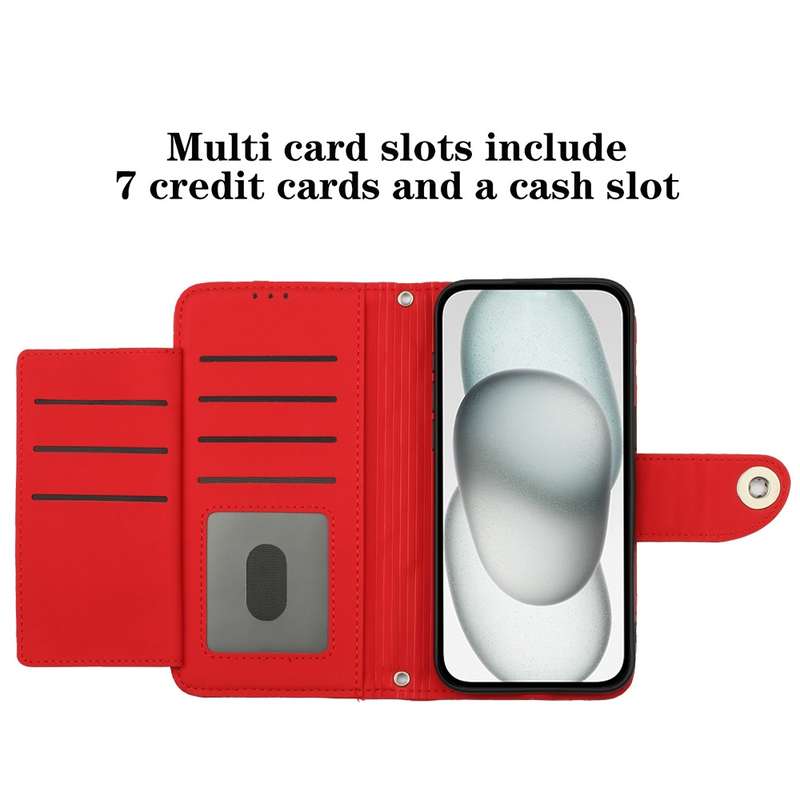 For vivo Y30 5G / Y33e Rhombic Texture Flip Leather Phone Case with Lanyard(Red)