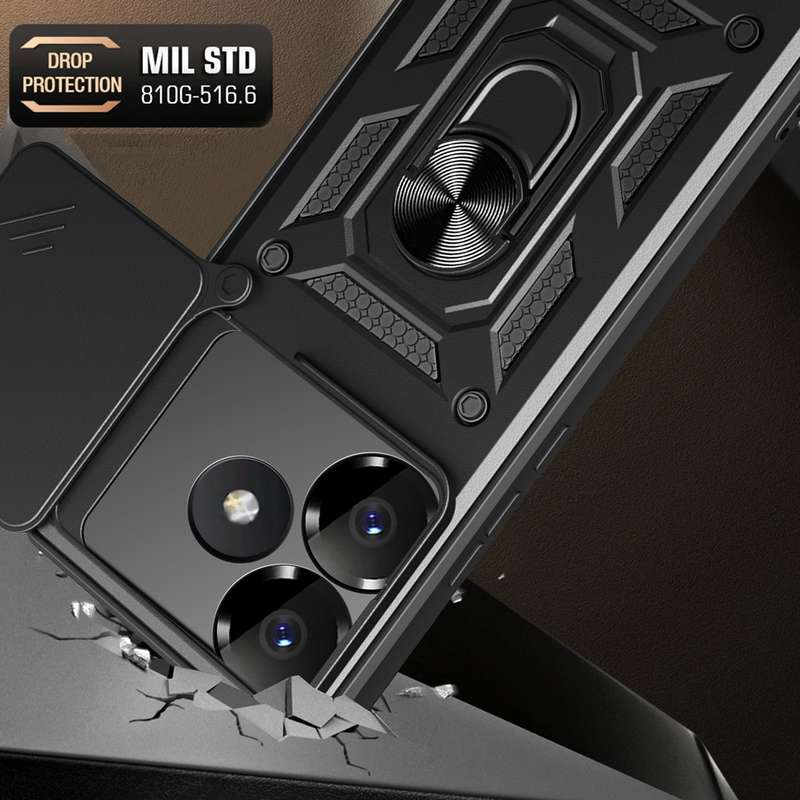 For Xiaomi Poco F6 Sliding Camera Cover Design TPU Hybrid PC Phone Case(Silver)