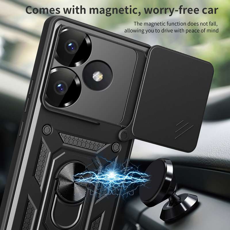 For Xiaomi Poco F6 Sliding Camera Cover Design TPU Hybrid PC Phone Case(Silver)