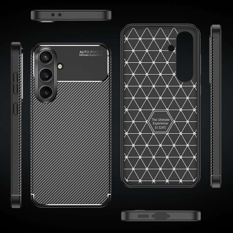 For Samsung Galaxy S24 FE 5G Carbon Fiber Texture Shockproof TPU Phone Case(Black)