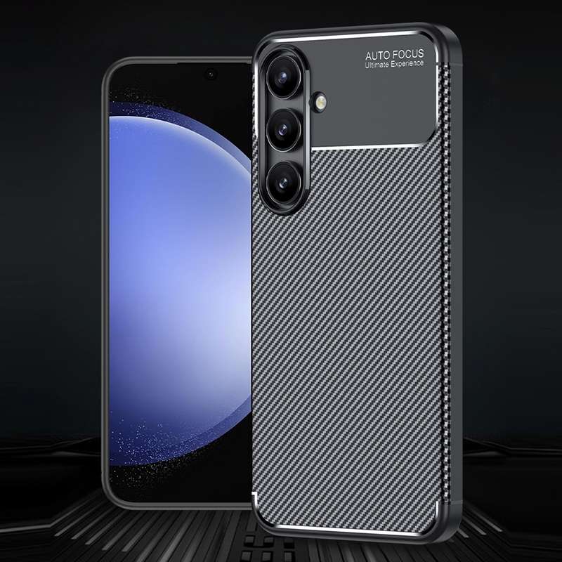 For Samsung Galaxy S24 FE 5G Carbon Fiber Texture Shockproof TPU Phone Case(Black)
