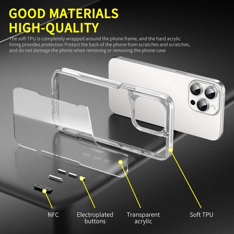 For iPhone 16 Pro Max Acrylic + TPU Transparent Full Coverage Phone Case
