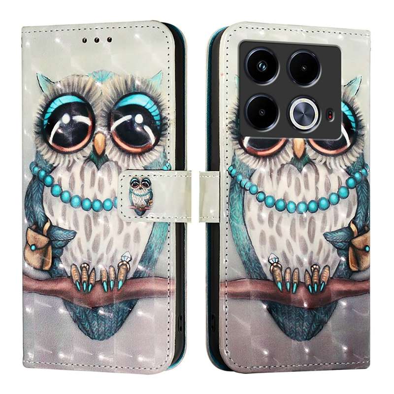For Infinix Note 40 5G 3D Painting Horizontal Flip Leather Phone Case(Grey Owl)