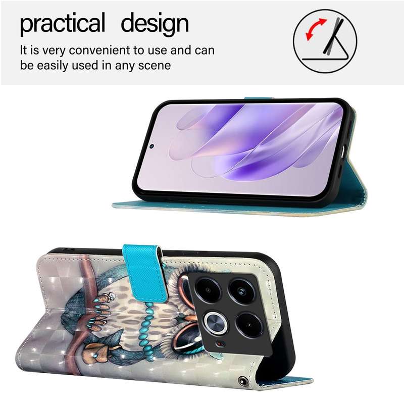 For Infinix Note 40 5G 3D Painting Horizontal Flip Leather Phone Case(Grey Owl)