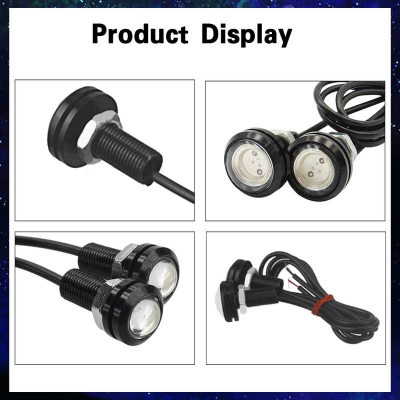 10pcs 23mm 1.5W DC12V Motorcycle Eagle Eye Light Double Lens Strobe Light(Red Light)