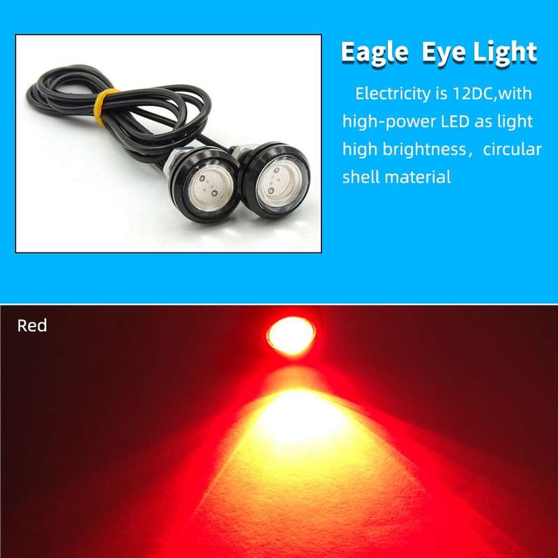 10pcs 23mm 1.5W DC12V Motorcycle Eagle Eye Light Double Lens Strobe Light(Red Light)