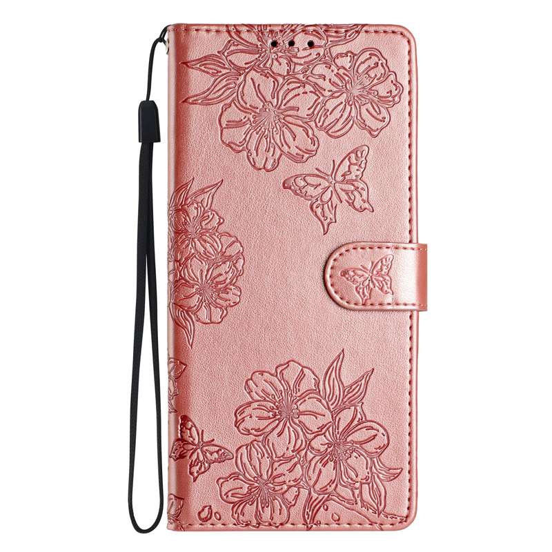 For Samsung Galaxy S25 Ultra 5G Cherry Blossom Butterfly Skin Feel Embossed PU Phone Case(Red)