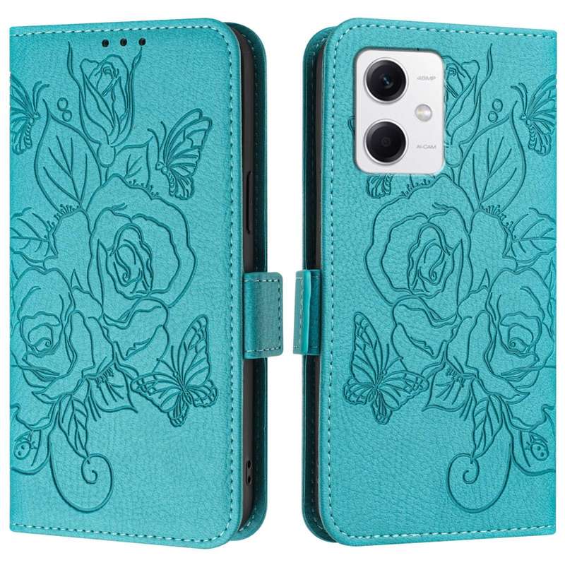 For Redmi Note 12 5G India / Xiaomi Poco X5 Embossed Rose RFID Anti-theft Leather Phone Case(Li
