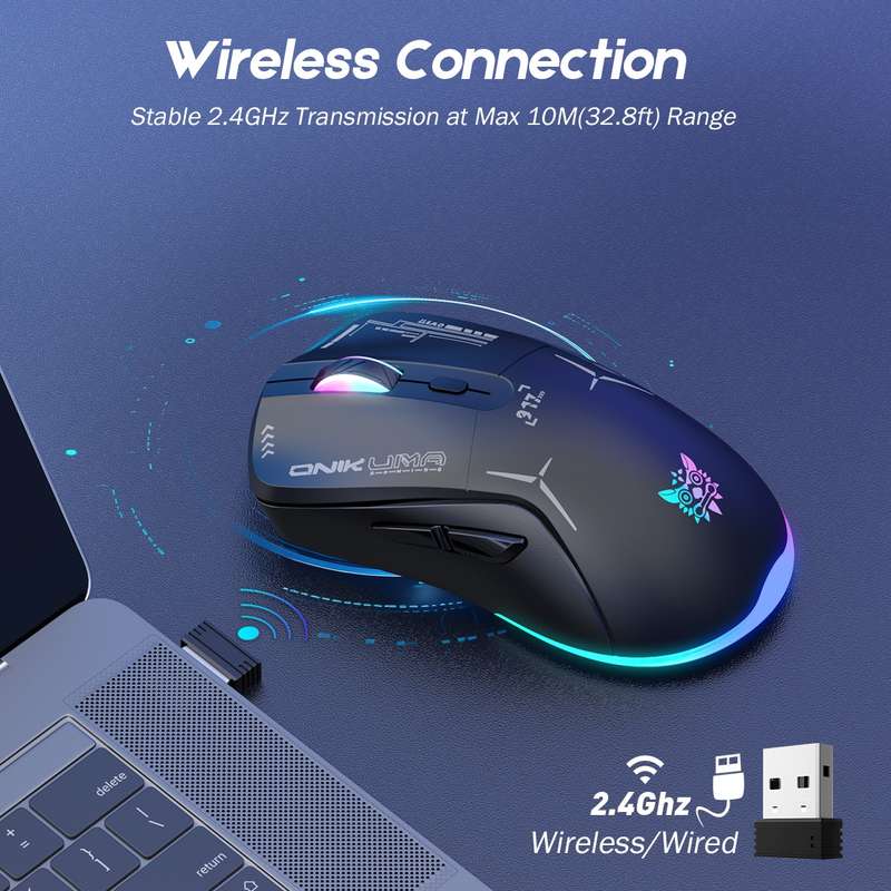 ONIKUMA CW917 RGB 4800DPI Dual Mode Wired + 2.4GHz Wireless Mouse(White)