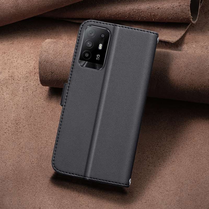 For OPPO A94 5G / Reno5 Z / F19 Pro+ Square Texture Leather Phone Case(Black)