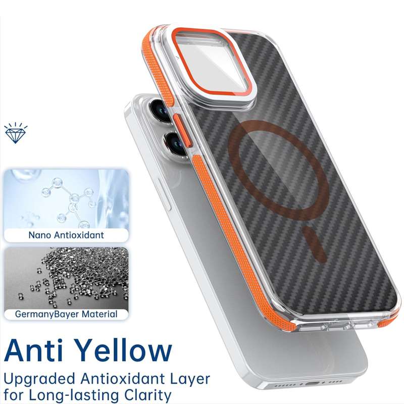For iPhone 16 Pro Magsafe Dual-Color Carbon Fiber Lens Film Phone Case with Lens Fold Holder(Gr