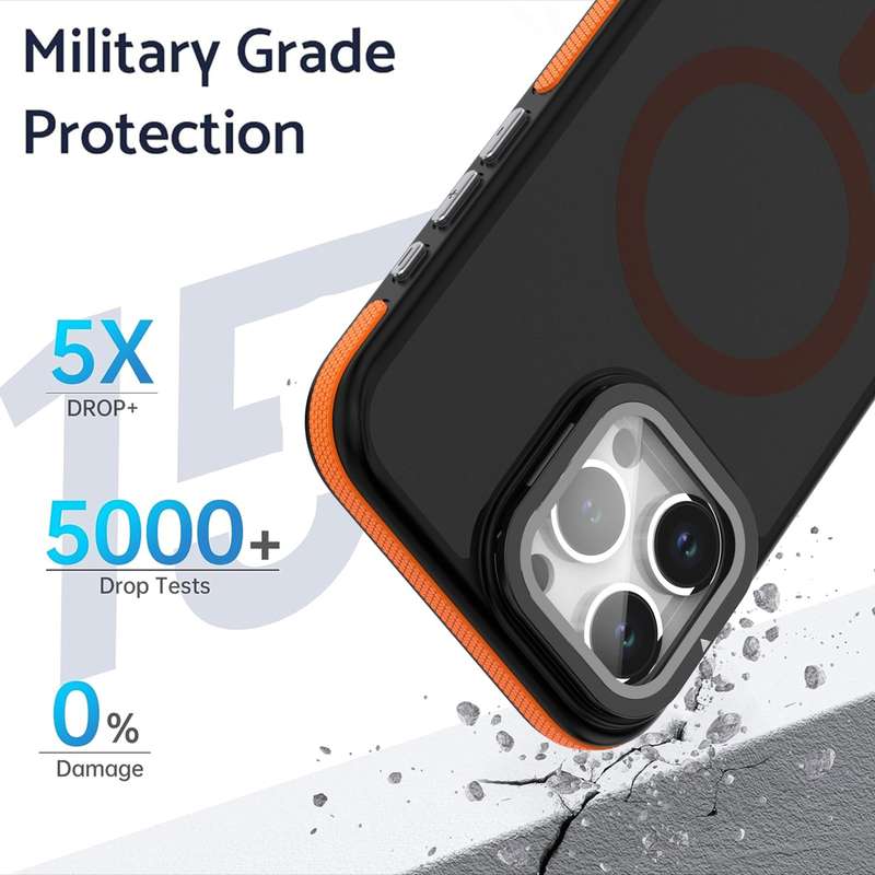 For iPhone 12 Pro / 12 Magsafe Dual-Color Skin Feel Lens Film Phone Case with Lens Fold Holder(