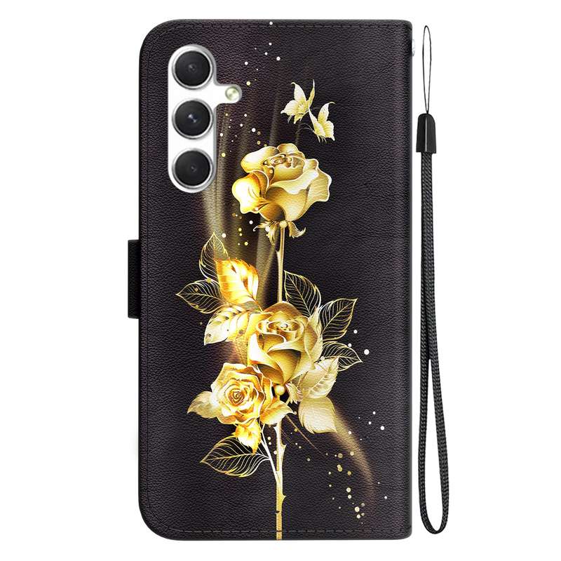 For Samsung Galaxy S25+ 5G Crystal Texture Colored Drawing Leather Phone Case(Purple Peony)
