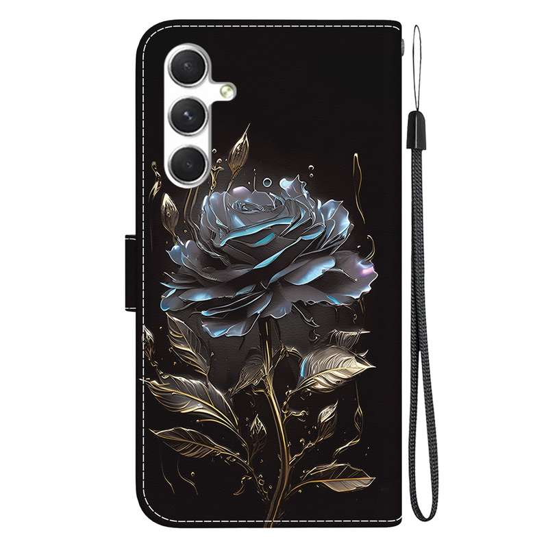For Samsung Galaxy S25+ 5G Crystal Texture Colored Drawing Leather Phone Case(Purple Peony)