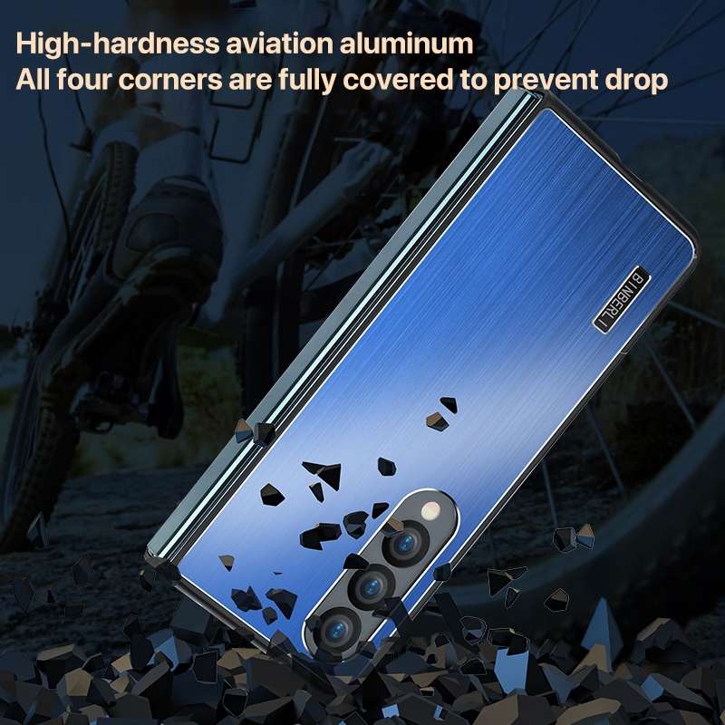 For Samsung Galaxy Z Fold6 PC Hybrid Aluminum Alloy Brushed Shockproof Phone Case(Black)