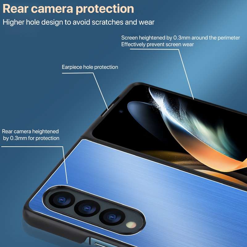 For Samsung Galaxy Z Fold6 PC Hybrid Aluminum Alloy Brushed Shockproof Phone Case(Black)