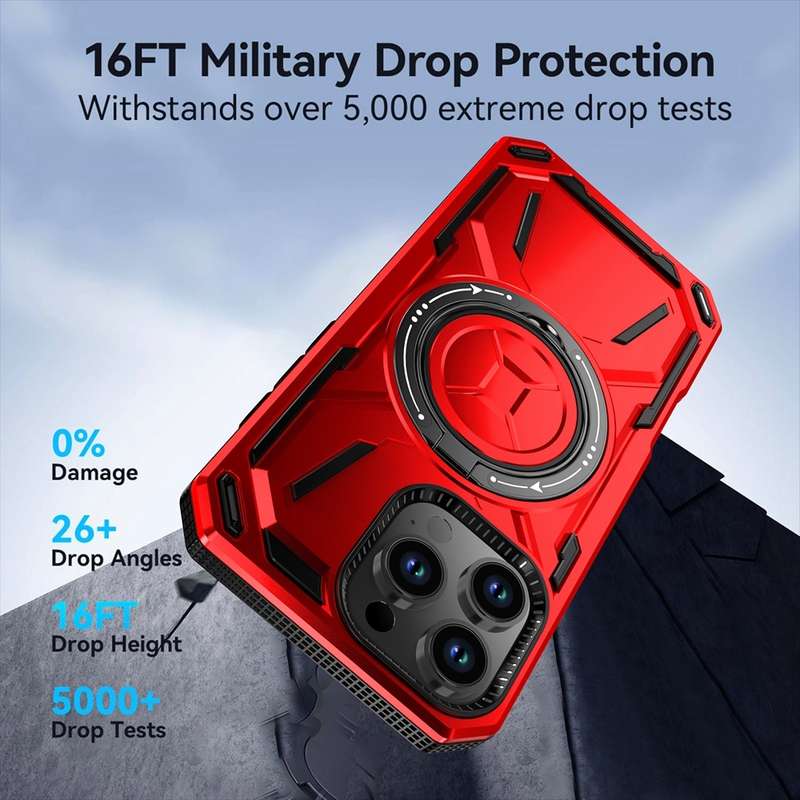 For iPhone 14 Pro Max Armor II Series MagSafe Magnetic Holder Phone Case(Army Green)