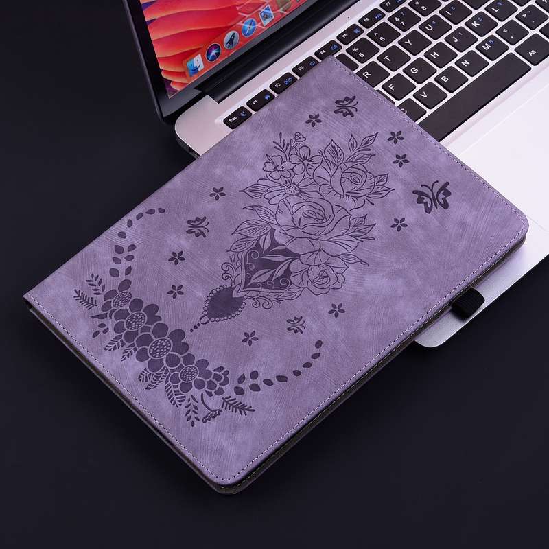 For itel Pad One 10.1 Butterfly Rose Embossed Leather Tablet Case(Purple)