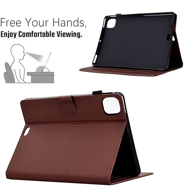 For iPad Air 10.9 2022 / 2020 Solid Color Fiber Texture Smart Tablet Leather Case(Brown)