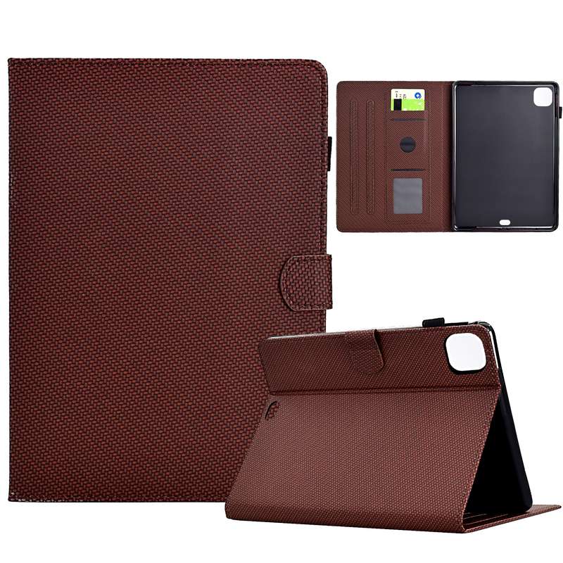 For iPad Air 10.9 2022 / 2020 Solid Color Fiber Texture Smart Tablet Leather Case(Brown)