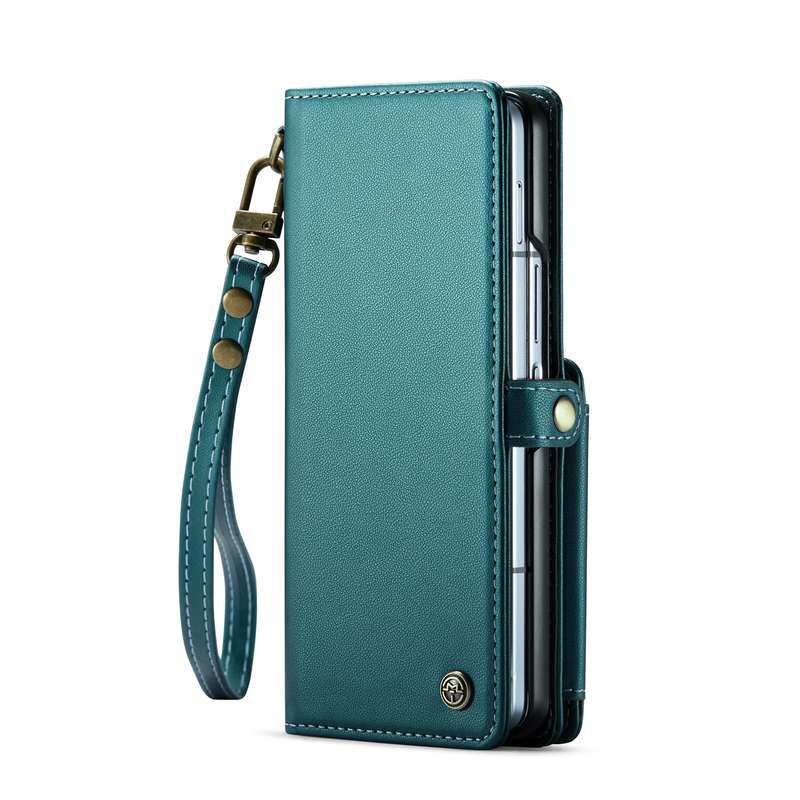 For Samsung Galaxy Z Fold6 5G CaseMe C22 PC+TPU Business Style RFID Anti-theft Lanyard Leather