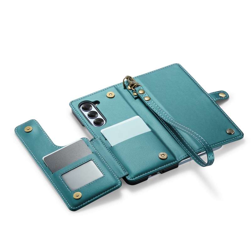 For Samsung Galaxy Z Fold6 5G CaseMe C22 PC+TPU Business Style RFID Anti-theft Lanyard Leather