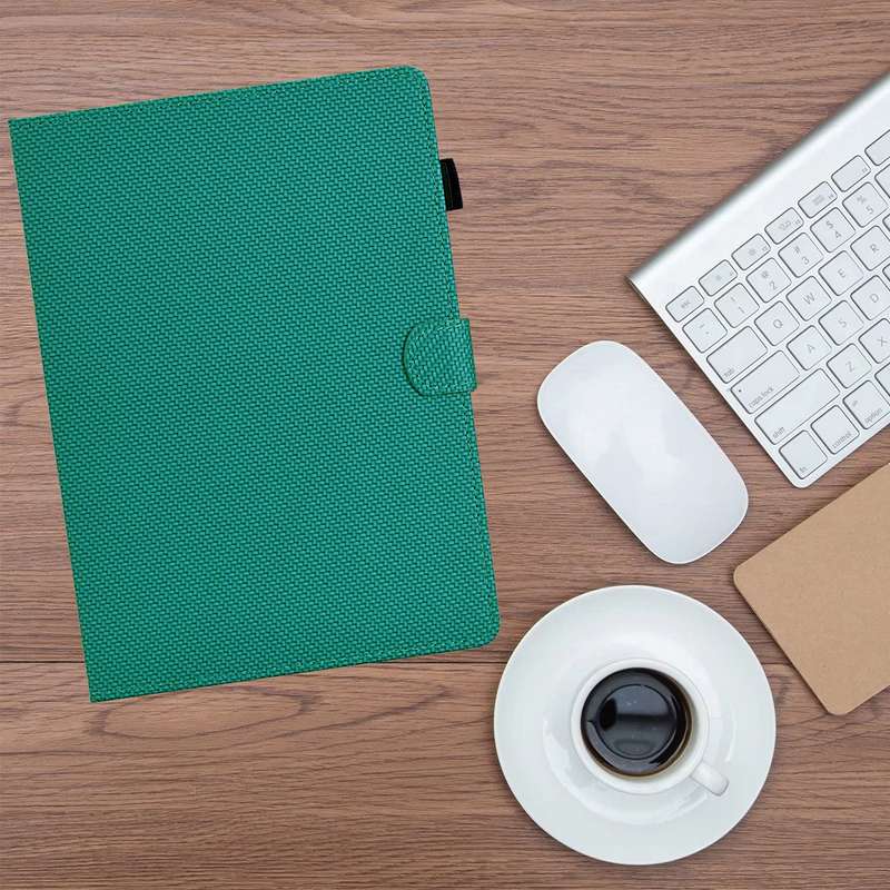 For Samsung Galaxy Tab A9 Solid Color Fiber Texture Smart Tablet Leather Case(Lake Green)