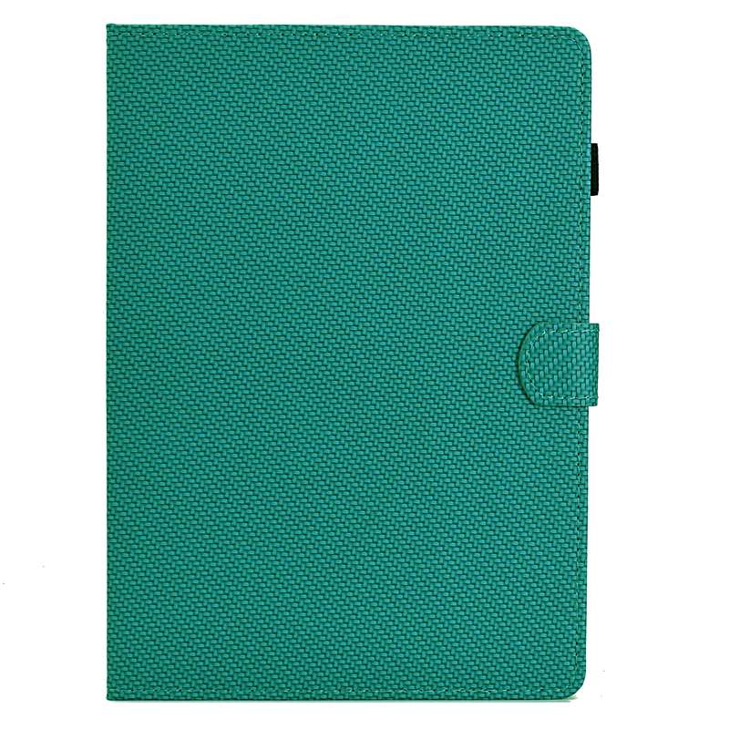 For Samsung Galaxy Tab A9 Solid Color Fiber Texture Smart Tablet Leather Case(Lake Green)