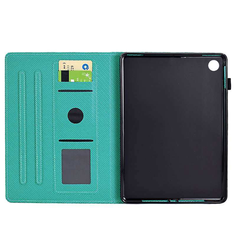 For Samsung Galaxy Tab A9 Solid Color Fiber Texture Smart Tablet Leather Case(Lake Green)