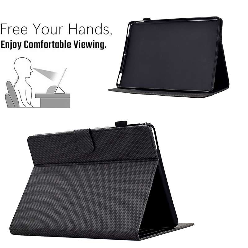 For Amazon Kindle 11th 2022 Solid Color Fiber Texture Smart Tablet Leather Case(Black)