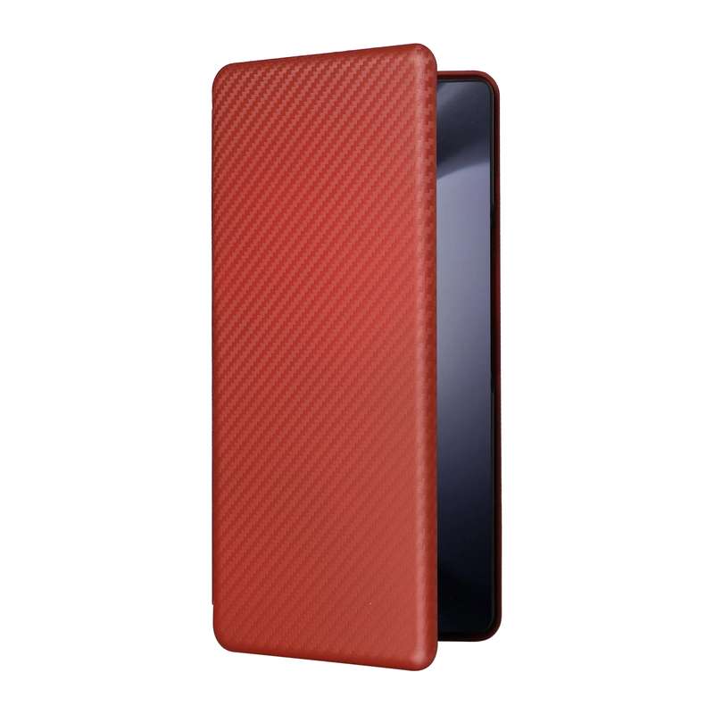 For Samsung Galaxy Z Fold6 Carbon Fiber Texture Flip Leather Phone Case(Brown)