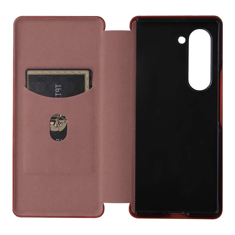 For Samsung Galaxy Z Fold6 Carbon Fiber Texture Flip Leather Phone Case(Brown)