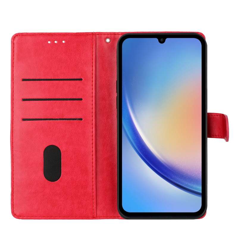 For Samsung Galaxy S24 Ultra 5G Butterflies and Flowers Leather Phone Case(Red)